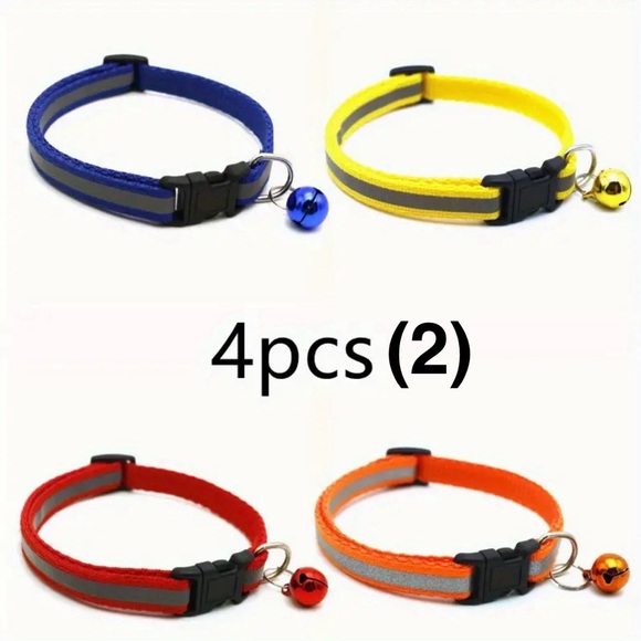 Brand New Reflective Pet Collar with Bell for Cats and Dogs (4 pcs) - Picture 5 of 16